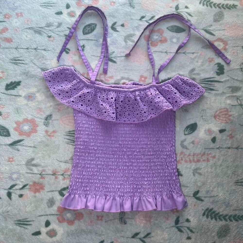 Purple Scrunch Top Kid XL - Coquette Fairy Princess Cottage Y2K Ballet Dollette
